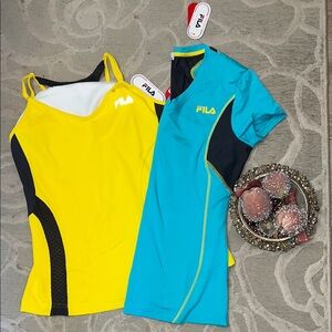 NWT🌷FILA SPORT🌷Bundle yellow sports bra, turquoise sports tee wicking